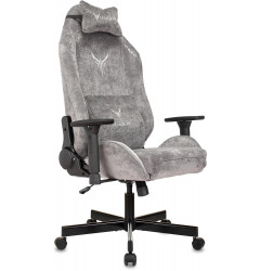 Кресло игровое Knight N1 Fabric серый Light-19 с подголов. крестов. металл