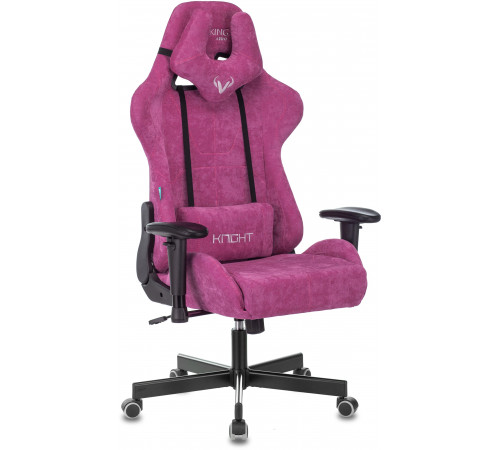 Кресло игровое Zombie VIKING KNIGHT Fabric малиновый Light-15 с подголов. крестов. металл