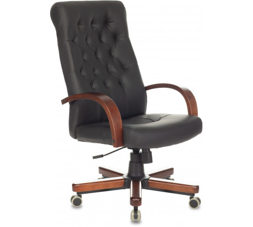 Кресло руководителя Бюрократ T-9928WALNUT/ECO черный эко.кожа крестов. металл/дерево
