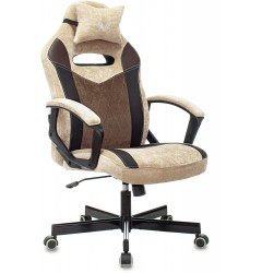 Кресло игровое Zombie VIKING 6 KNIGHT Fabric коричневый/бежевый с подголов. крестов. металл
