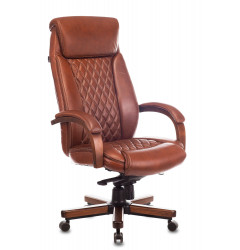 Кресло руководителя Бюрократ T-9924WALNUT светло-коричневый Leather Eichel кожа крестов. металл/дерево
