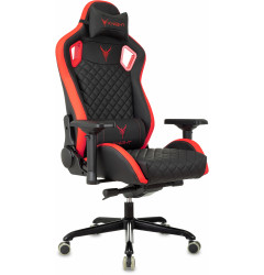 Кресло игровое Knight Titan черный/красный ромбик эко.кожа с подголов. крестов. металл
