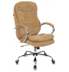 Кресло руководителя Бюрократ T-9950SL Fabric горчичный Velvet 73 крестов. металл хром

