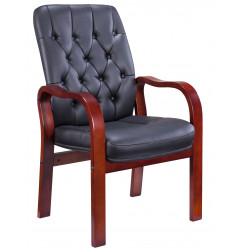 Стул руководителя Everprof Monaco Wood CF Экокожа Черный